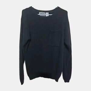 Forenza Black Crew Neck Lambswool Knit Preppy Pullover Sweater Womans Size Large